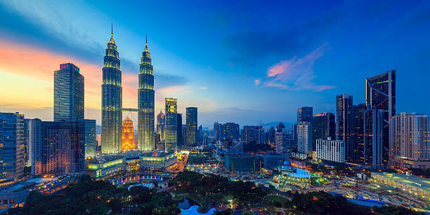 Top view of Kuala Lumper skyline at twilight